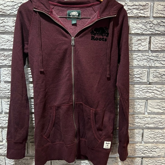Roots Tops - Roots Relaxed fit tunic length Women's Maroon Zip-Up Hoodie